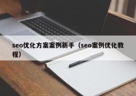 seo优化方案案例新手（seo案例优化教程）