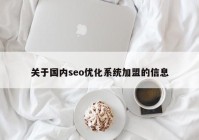 关于国内seo优化系统加盟的信息