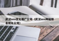 武汉seo优化推广公司（武汉seo网站排名优化公司）