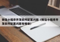 微信小程序开发软件配置问题（微信小程序开发软件配置问题有哪些）