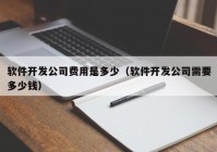 软件开发公司费用是多少（软件开发公司需要多少钱）