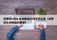 谷歌seo优化必须要懂代码才可以拿（谷歌优化对网站的要求）