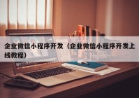 企业微信小程序开发（企业微信小程序开发上线教程）