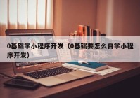 0基础学小程序开发（0基础要怎么自学小程序开发）