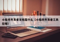 小程序开发者文档是什么（小程序开发者工具在哪）