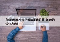 在seo优化中以下说法正确的是（seo的优化方向）