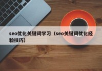 seo优化关键词学习（seo关键词优化经验技巧）